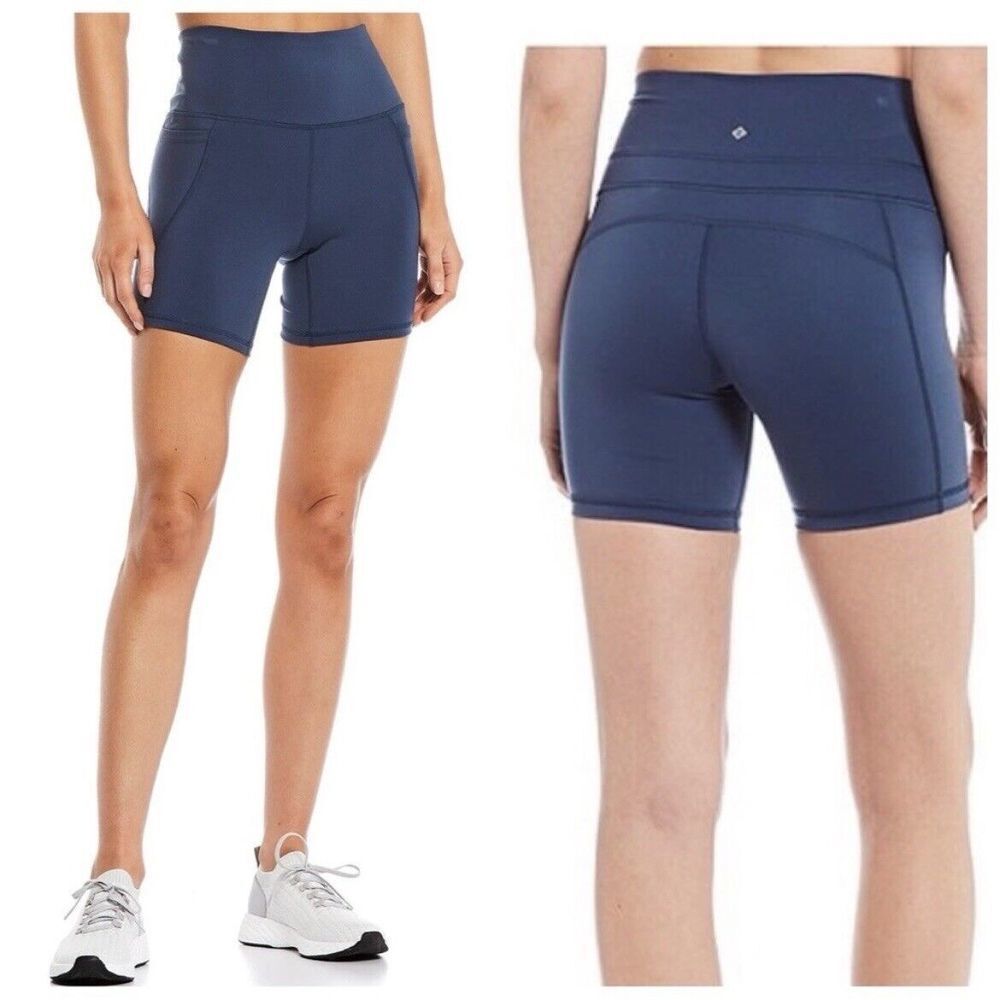 NEW Antonio Melani Blue Active Power 6” High Waist Bike Shorts Women’s XS